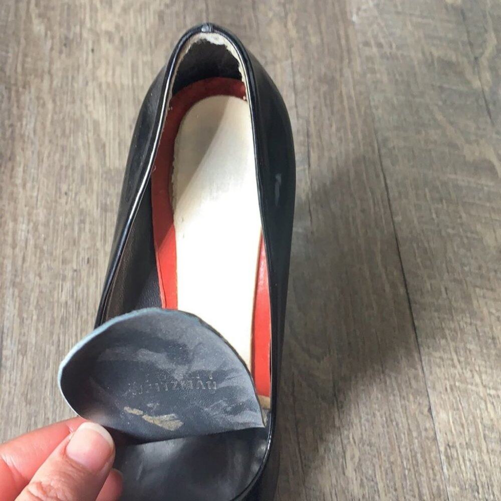 Stuart Weizman Patent Leather Peep Toe Pumps Black - image 8